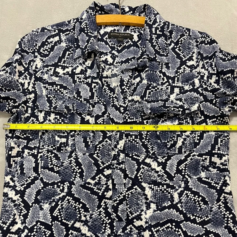 Chic Banana Republic Navy Blue Snake Skin Print Shirt Dress Tunic Women's Sz 4 - Picture 10 of 10